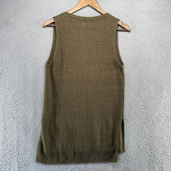 Lucky Brand Sweater Vest Women's Small Green Knit Ramie Linen Blend Lightweight - Picture 4 of 7